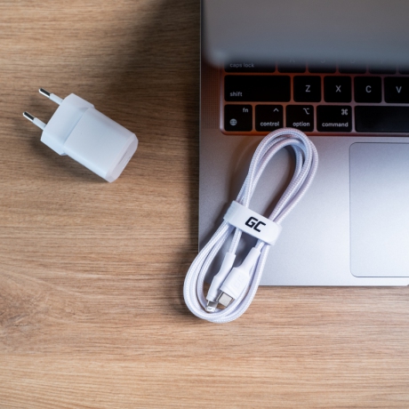 Kabel USB typ C - Apple Lightning Green Cell (1m) biały