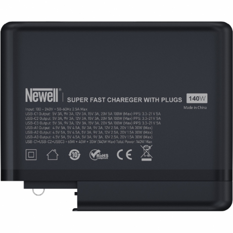 Ładowarka sieciowa z zestawem adapterów Newell GaN Tech T-power 140 W