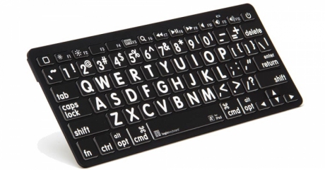 Klawiatura MAC XLPrint Bluetooth mini Logickeyboard (typ: US, białe znaki / czarne tło) LKBU-LPWB-BTON-US